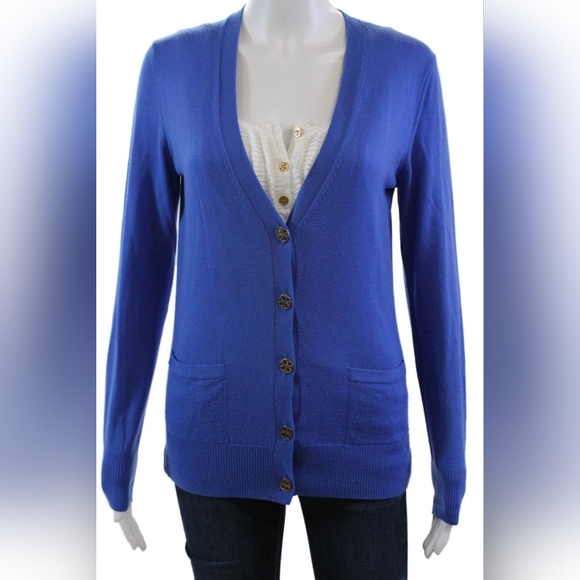 Bundle Tory Burch Pleated Pullover Tank Top + Cardigan Sweater Set White Size S - Picture 1 of 9
